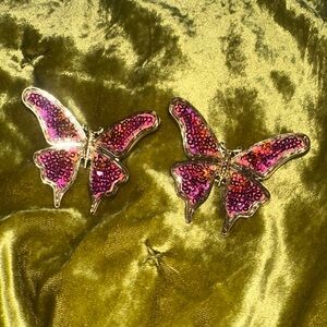 Elegant Pink Butterfly Hair Clips